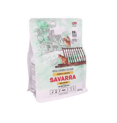 Savarra 0,4кг Adult Cat Hairball утка/рис для выведения шерсти сухой корм для кошек