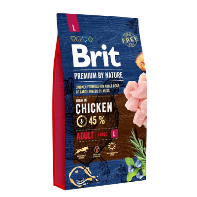 Brit Premium by Nature Dog Adult L 8кг курица+рис (для крупных пород 1-7 лет) сухой для собак (526451)