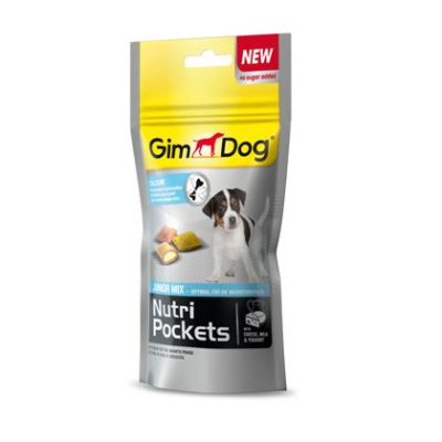 Джимдог (Gimdog) вит. лакомство Nutri Pockets Junior Mix 45г, подушечки с кальцием д/щенков