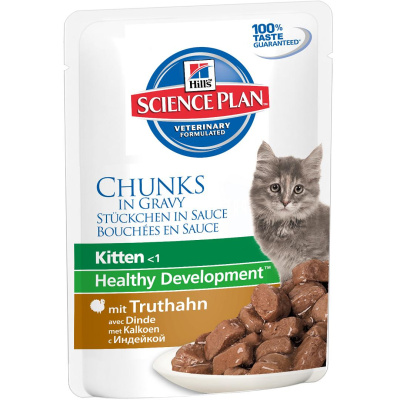 Hill's Cat 0,085кг индейка кусочки в соусе влажный для котят (604035)