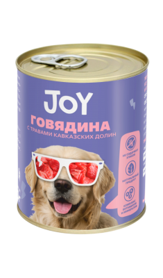 Джой (JOY) 0,34кг говядина беззерновой влажный корм для собак средних и крупных пород