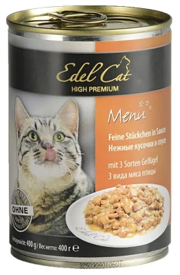 Edel Сat: 400г 3 вида мяса нежные кусочки в соусе для кошек (173046)