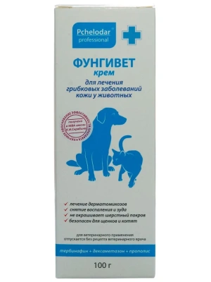 Фунгивет (Пчелодар) крем для лечения грибковых заболеваний кожи для кошек и собак, 100мл (ЛИЦЕНЗИЯ) Фунгивет (Пчелодар) крем для лечения грибковых заболеваний кожи для кошек и собак, 100мл (ЛИЦЕНЗИЯ)