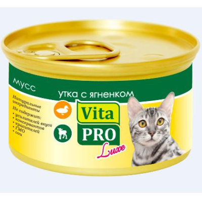 Вита ПРО (Vita PRO) Luxe 85г утка, ягненок мусс д/кошек (712789)