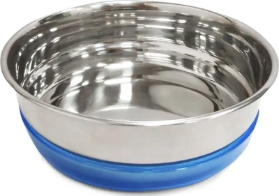 Миска (Triol) металлическая с синей резинкой, 0,49л. Миска (Triol) металлическая с синей резинкой, 0,49л.