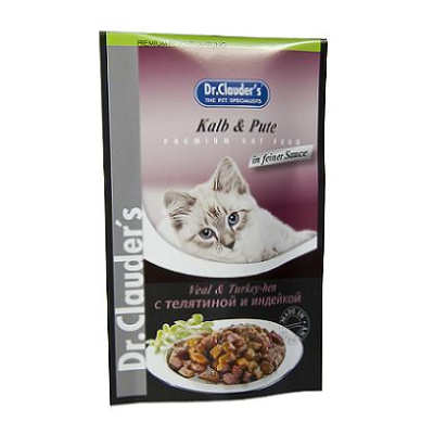 Доктор Клаудер (Dr.Clauder's) 100г телятина+индейка влажный д/кошек (211192)