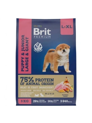 Brit Premium Dog Puppy&Junior Large and Giant  L+XL 3кг курица для щенков и молодых собак (1–30м) крупных и гигантских пород (5049974)