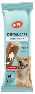 Biff 0,077кг Dental Care жевательный снек с говядиной для собак средних пород (3 шт)