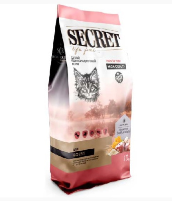 Секрет Secret Life Force 10кг сухой индейка и рис д/кошек (79810)
