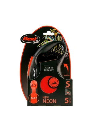 Рулетка Флекси New Neon S ремень 5м до 15кг оранжевый