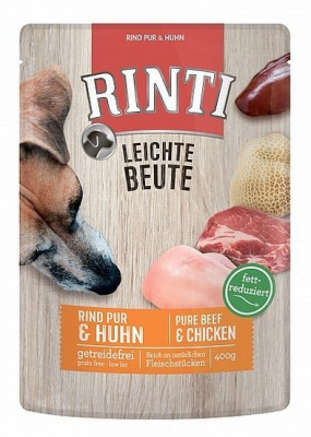 RINTI LEICHTE BEUTE Rind Pur + Huhn 0,4кг говядина и курица влажный корм для собак