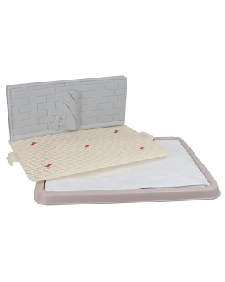 Туалет (Stefan) со стенкой для собак большой M 67х52х28см, светло-коричневый, BP1313