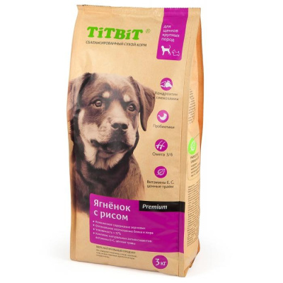 TiTBiT  3.0 ягненок с рисом (д/крупных пород) сухой д/щенков