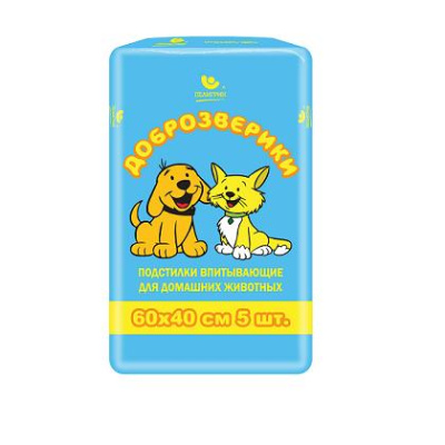 Подстилки (Доброзверики) Super д/туалета 60*40см (5шт)