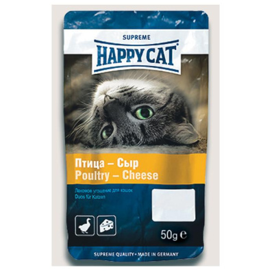 Хеппи Кет угощение птица и сыр д/кошек, 50г
