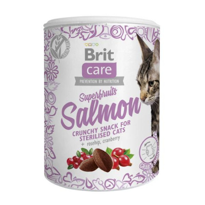 Brit Care 0,1кг Superfruits Salmon steril лакомство с лососем для стерилизованных кошек (521449)
