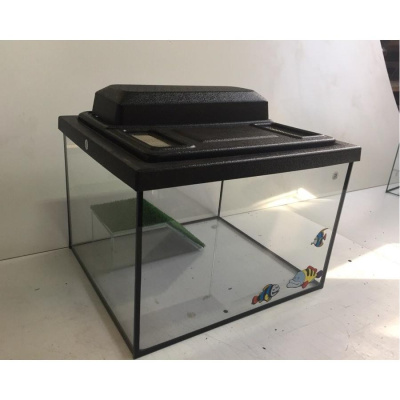 Террариум (Голдфиш) 35л прямоугольный + крышка + диодная лампа + мостик декоративный