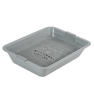 Туалет Сибирская кошка Пэтти с сеткой для котят (33*23,5*6,5) пепельный