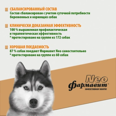 Фармавит Neo Ск-Ш 90таб. 0,045кг витаминно-минеральный комплекс совершенство шерсти для собак