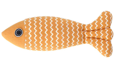 Игрушка (Rich Breed) рыбка полосатик с кошачьей мятой для кошек 21х8см желтый Игрушка (Rich Breed) рыбка полосатик с кошачьей мятой для кошек 21х8см желтый