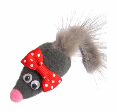 Игрушка GoSi для кошек Мышка-милаха серая с норковым хвостом МИККИ Игрушка GoSi для кошек Мышка-милаха серая с норковым хвостом МИККИ