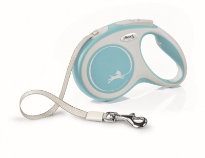 Рулетка (Flexi) New Comfort М ремень 5м до 25кг голубой