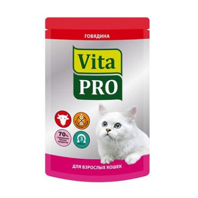 Вита ПРО (Vita PRO) 100г говядина пауч д/кошек (596209)