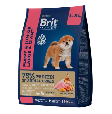 Brit Premium Dog 15кг Junior Large курица сухой корм для щенков и молодых собак крупных пород 1–30мес (25–90кг) (50284)
