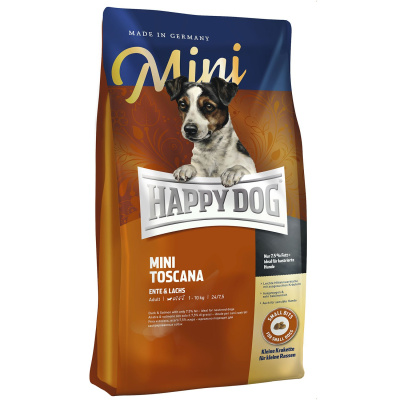 Happy Dog Supreme Mini Toscana 0,3кг утка лосось сухой для собак мелких пород с чувствительным пищеварением и избыточным весом (071153