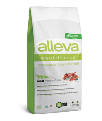 Alleva Equilibrium Sensitive 12кг с ягненком и океанической рыбой для собак средних и крупных пород (003124)