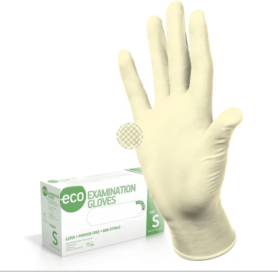 Перчатки (ECO) латексные смотровые нестерильные опудренные, L Перчатки (ECO) латексные смотровые нестерильные опудренные, L