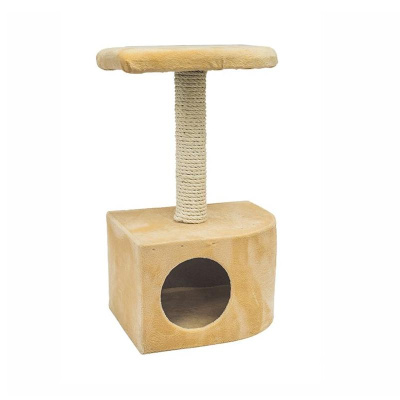 Домик-когтеточка (Дарэлл) "СМАРТ" угловой, с полкой (31х25хh52см) мех, джут