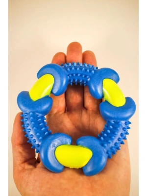 Игрушка (YUGI) кольцо с шипами желто-голубое термопластичная резина для собак, 12см /YT80935/