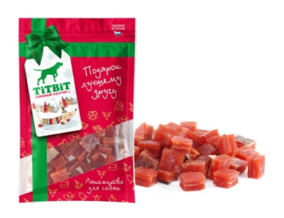 TiTBiT 0,08кг кубики из лосося лакомство для собак (Новогодняя коллекция)