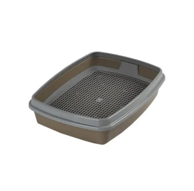 Туалет Сибирская кошка Мяус с сеткой высокие ножки и бортиком (40*30*9) капучино