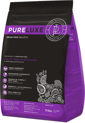 ПУРЛЮКС PURELUXE Элитное Питание для собак мелких пород с индейкой, горошком и лососем 1,81кг 939679