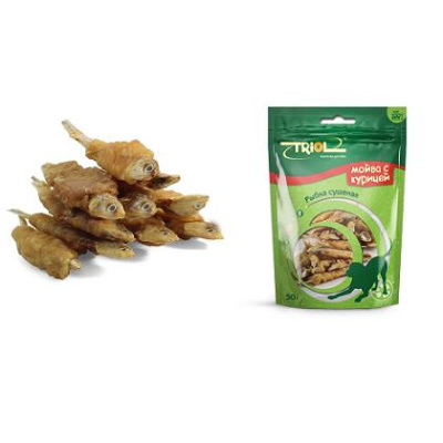 Triol Рыбка сушеная с курицей для собак, 50г