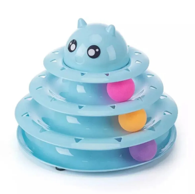 Игрушка (PerseiLine) Пирамида 3 яруса для кошек голубая, 23,5х23,5х17,5 см