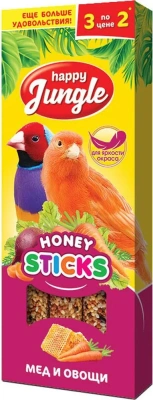 Happy Jungle 0,09кг палочки для канареек и экзотов мед+овощи (3шт) (22)