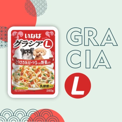 Inaba Gracia L 0,280кг Куриное филе с говядиной и 5 видами овощей полнорационный пауч для собак Inaba Gracia L 0,280кг Куриное филе с говядиной и 5 видами овощей полнорационный пауч для собак