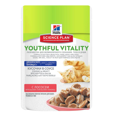 Hill's Cat 0.085 senior youthful vitality лосось (с 7лет) влажный д/кошек
