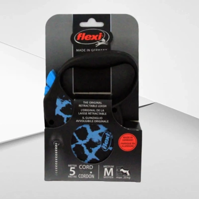 Рулетка (Flexi) Safari cord M трос 5м  20 кг синий жираф