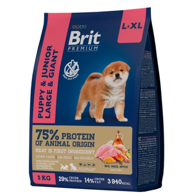 Brit Premium Dog Junior Large  3кг курица для молодых 1–30мес. крупных собак (25–90кг) (50277)