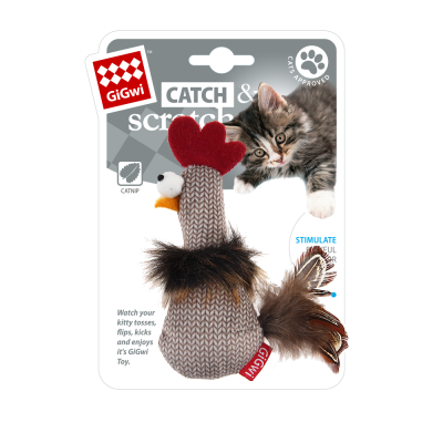 Игрушка GiGwi 75403 Петух с кош.мятой 10*6*3 см текстиль/перья д/кошек