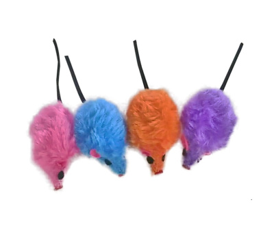 Игрушка (YUGI) мышь плюшевая цветная, 1уп  (в тубе 100шт) /YT08270/