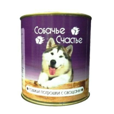 Собачье счастье 410г Говяжьи потрошки с овощами консервы д/собак (075791)