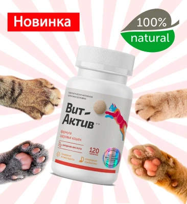 Вит-Актив К-И активная кормовая добавка формула здоровья для кошек 120табл (60гр)