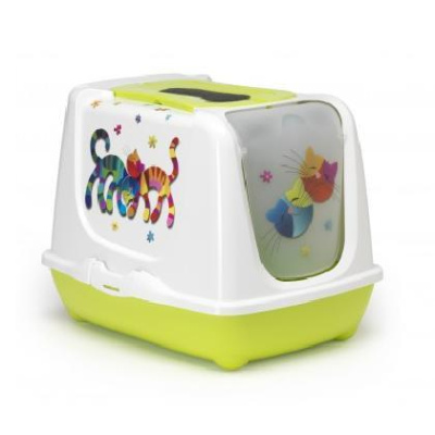 Туалет (Moderna) "Trendy cat" домик с рис. Друзья навсегда (57*45*42) зеленый д/кошек