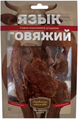 Деревенские лакомства 0,05кг язык говяжий для собак (72500071)