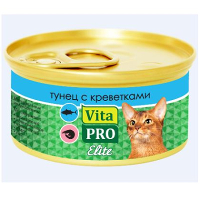 Вита ПРО (Vita PRO) Elite 70г тунец, креветки консервы д/кошек (712741)